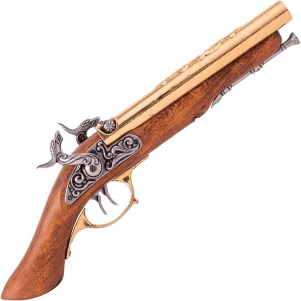 19th Century Brass Double Barrel Pirate Pistol