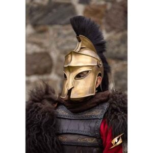 Corinthian Helmet with Plume - Ancient Brass with Black