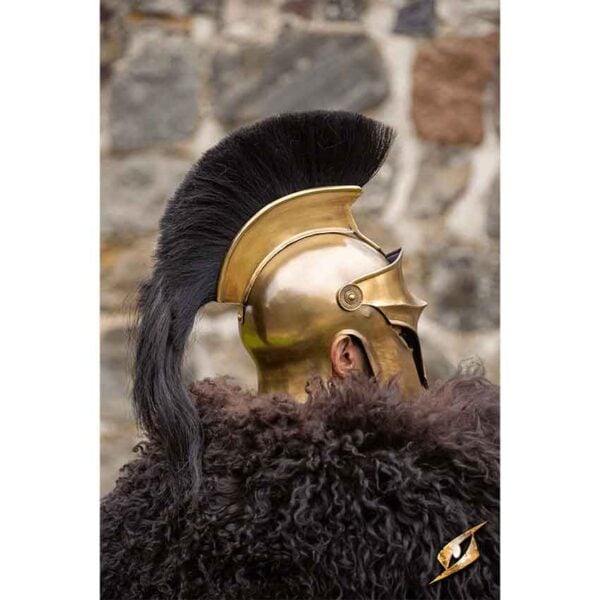 Corinthian Helmet with Plume - Ancient Brass with Black