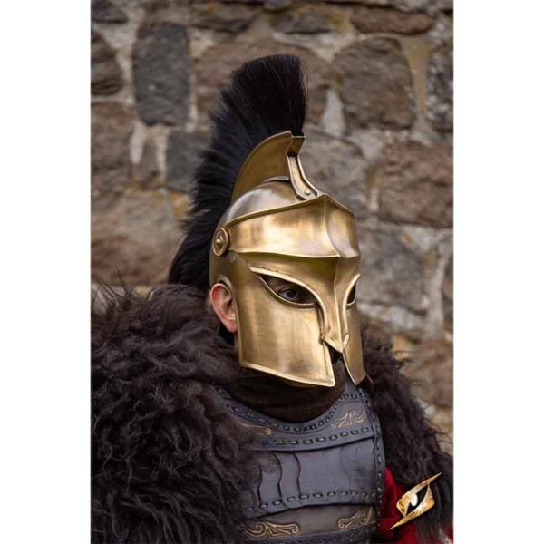 Corinthian Helmet with Plume - Ancient Brass with Black