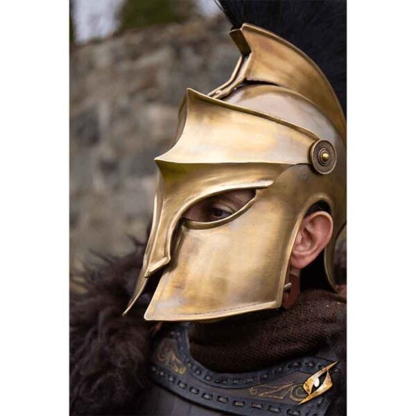 Corinthian Helmet with Plume - Ancient Brass with Black