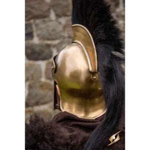 Corinthian Helmet with Plume - Ancient Brass with Black