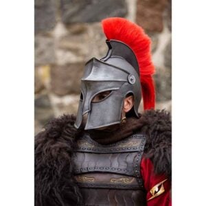 Corinthian Helmet with Plume - Epic Dark with Red
