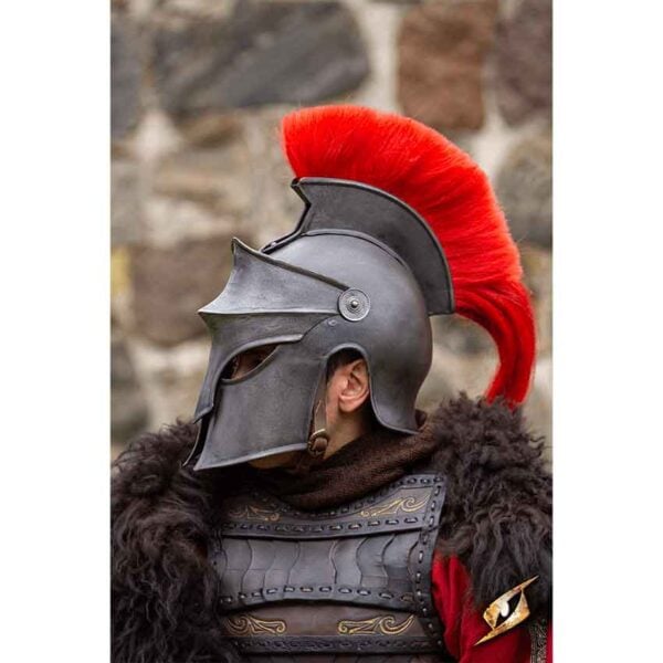Corinthian Helmet with Plume - Epic Dark with Red