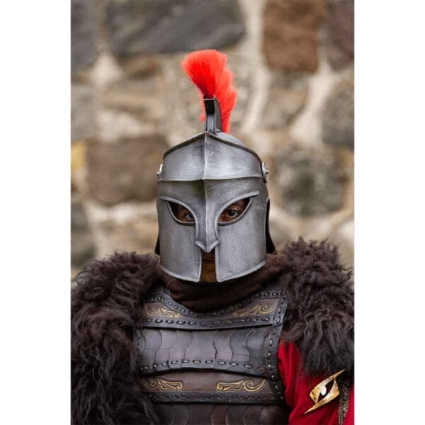 Corinthian Helmet with Plume - Epic Dark with Red