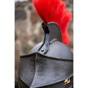 Corinthian Helmet with Plume - Epic Dark with Red
