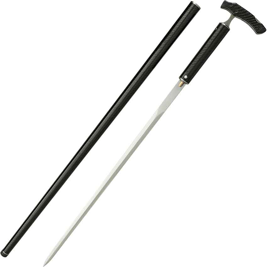 OSCI-I Carbon Fiber Sword Cane with Lockback Knife
