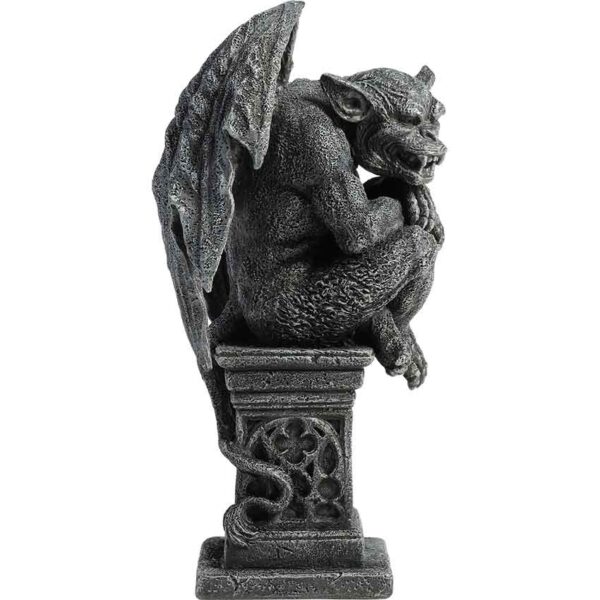 Medieval Gargoyle Sitting on Pedestal Statue
