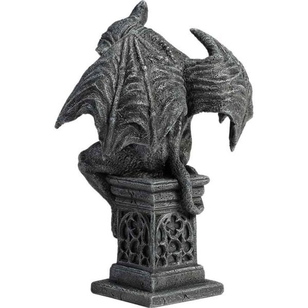 Medieval Gargoyle Thinking on Pedestal Statue