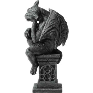 Medieval Gargoyle Thinking on Pedestal Statue