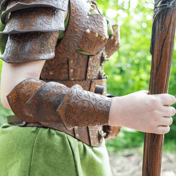 Elven Swirl Leather Bracers