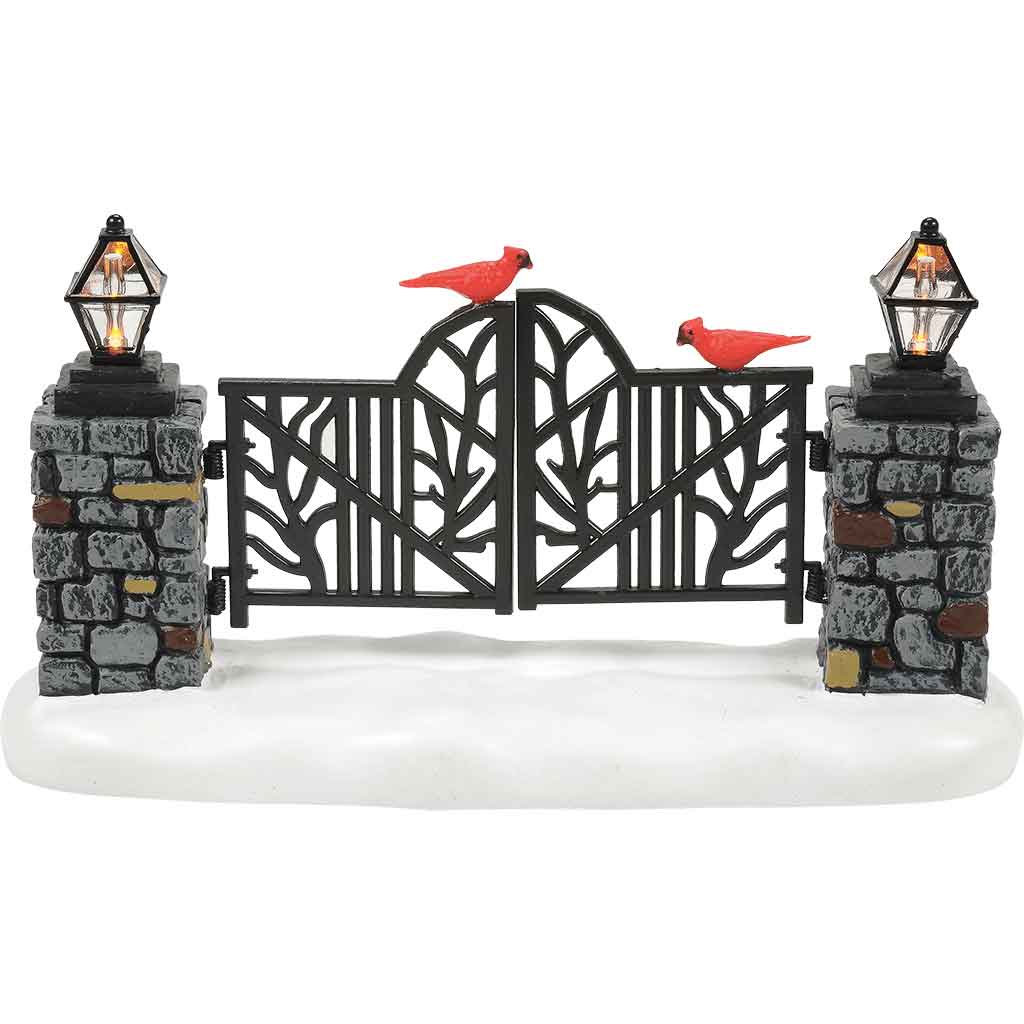 Cardinal Lit Christmas Gate - Village Walls, Fences, and Streets by Department 56