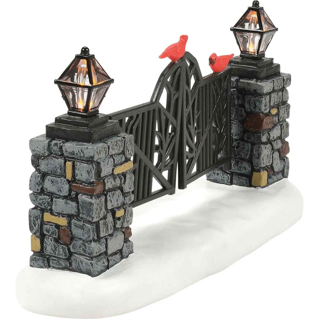 Cardinal Lit Christmas Gate - Village Walls, Fences, and Streets by Department 56