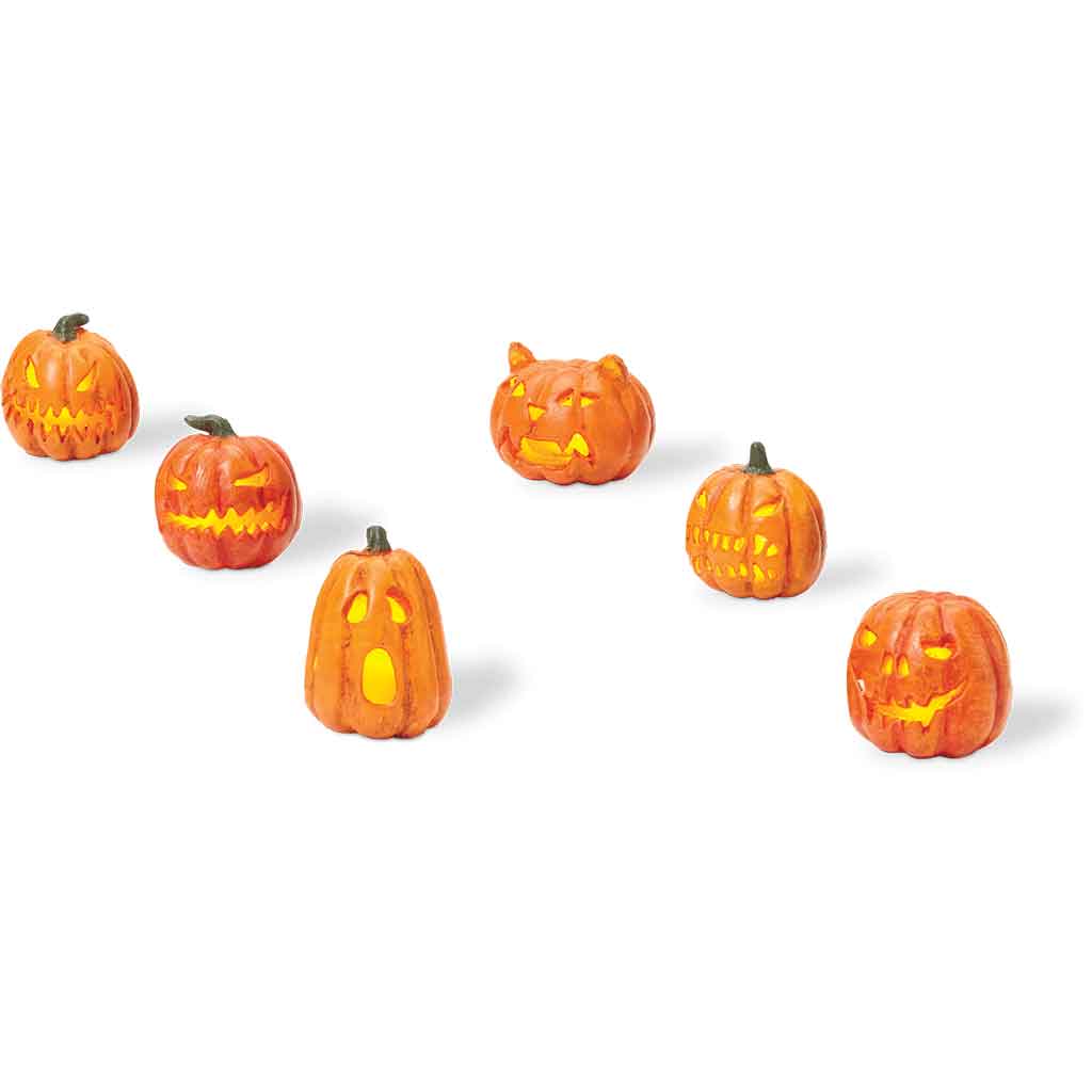 Lit Jack-O-Lanterns Set of 6 - Halloween Village Accessories by Department 56