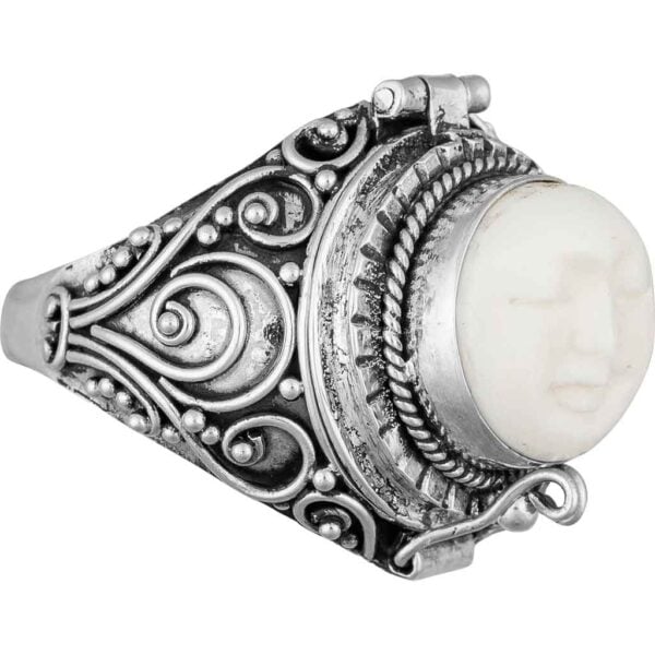 Carved Moon Goddess Poison Ring