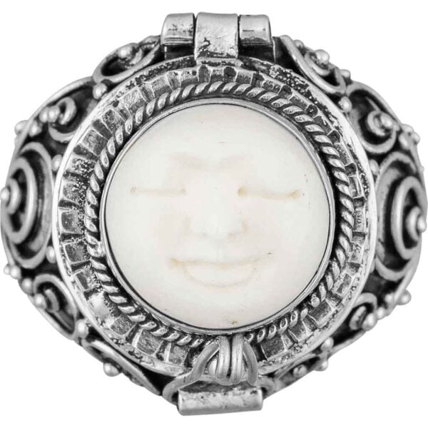 Carved Moon Goddess Poison Ring