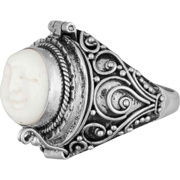Carved Moon Goddess Poison Ring