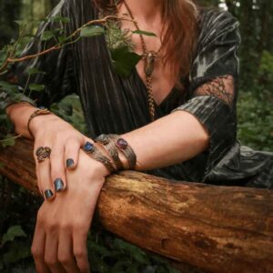 Fallen Feather Jeweled Cuff Bracelet