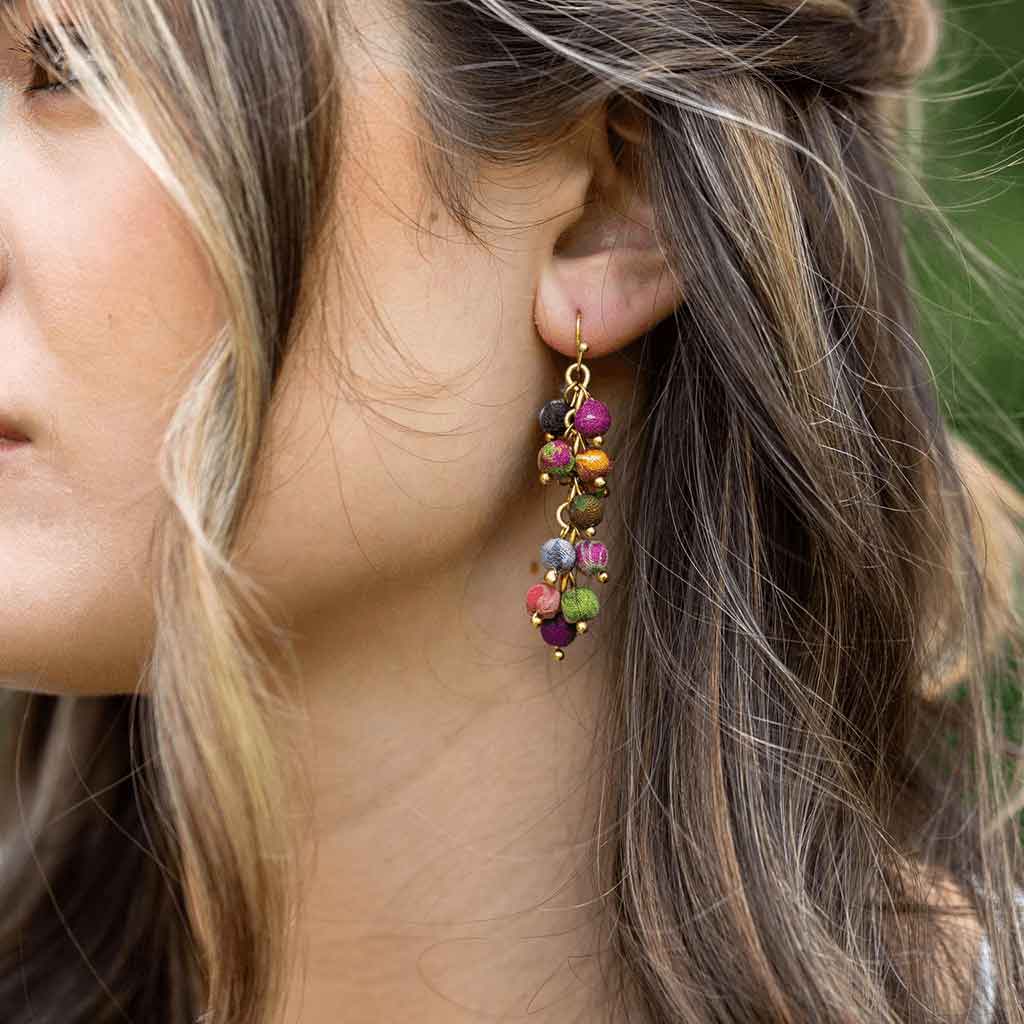 Waterfall Cloth Beaded Viking Earrings