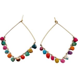 Diamond Hoop Cloth Beaded Viking Earrings