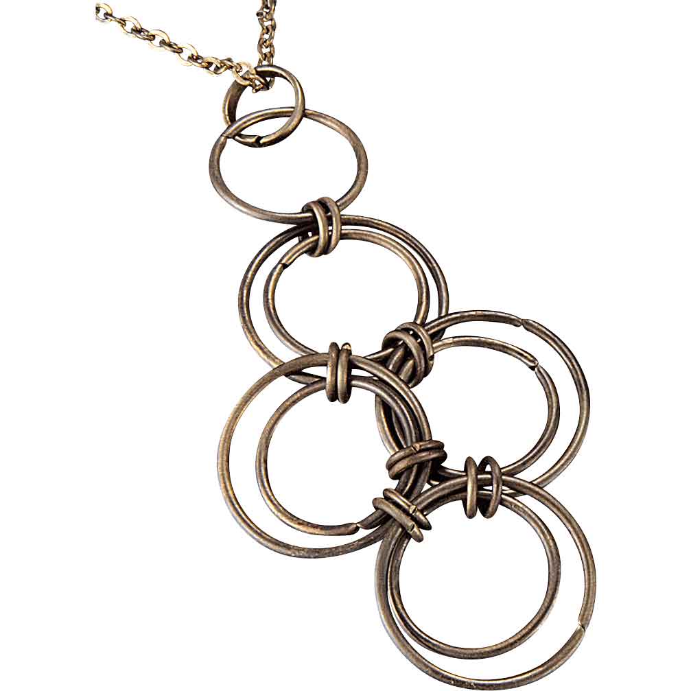 Antique Brass Medieval Ring Necklace