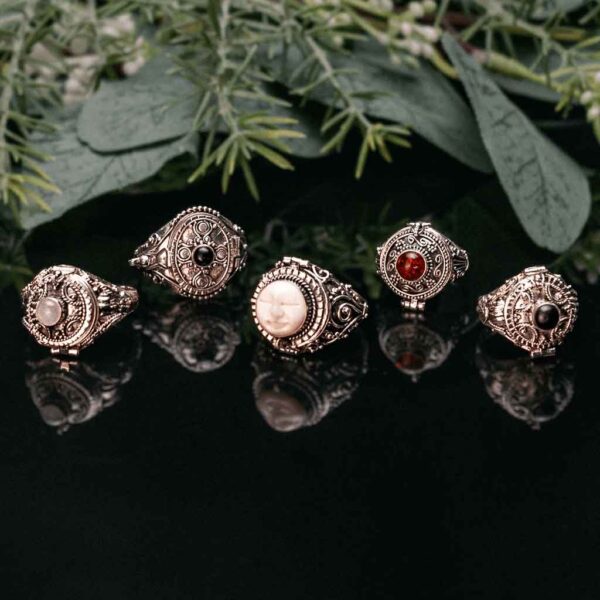 Carved Moon Goddess Poison Ring