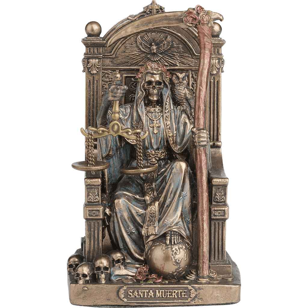 Bronze Enthroned Santa Muerte Statue