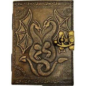 Antiqued Double Dragon Leather Journal