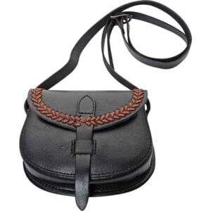 Stitched Black Leather Shoulder Bag