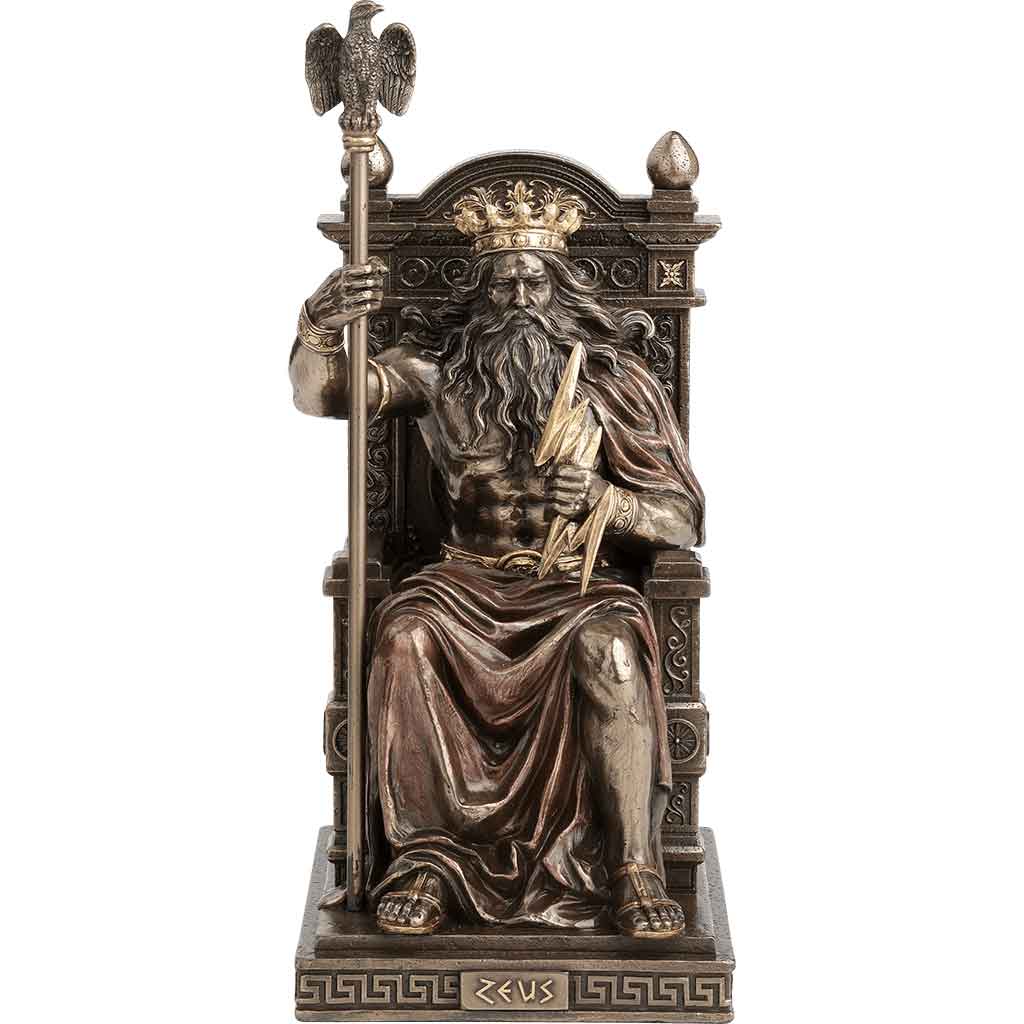 Enthroned Zeus with Thunderbolt Statue