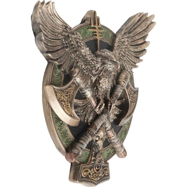 Valhalla Axe and Falcon Shield Wall Plaque