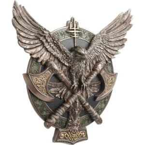 Large Valhalla Axe and Falcon Shield Wall Plaque