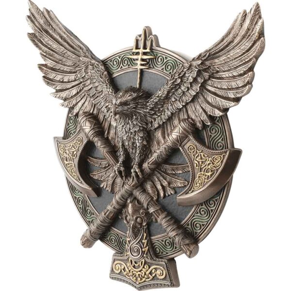Large Valhalla Axe and Falcon Shield Wall Plaque