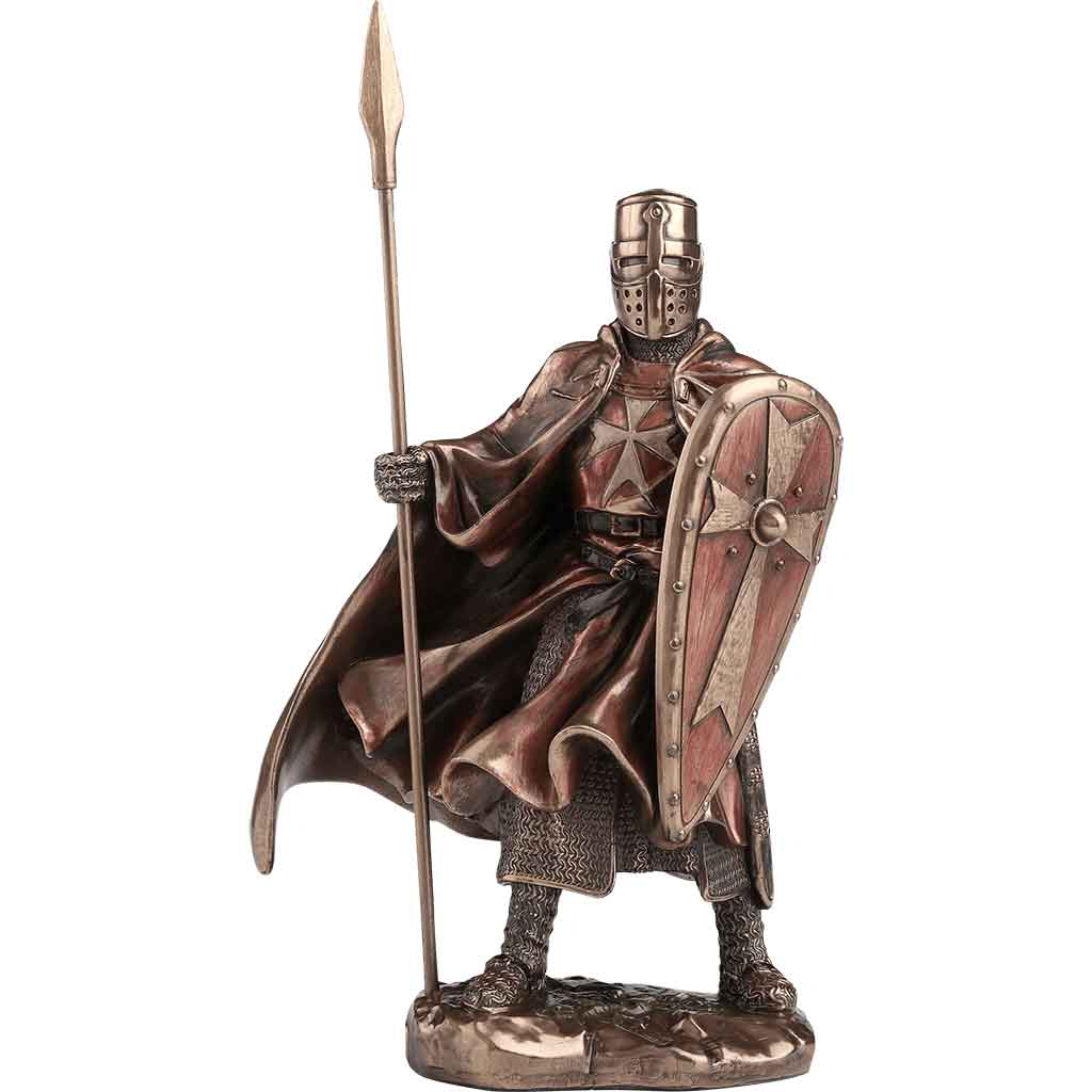 Bronze Spear and Shield Maltese Hospitaller Statue