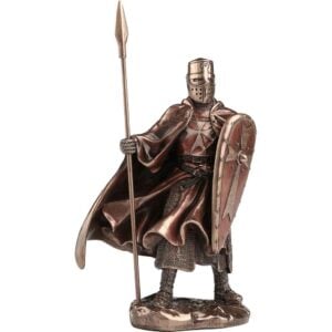 Bronze Spear and Shield Maltese Hospitaller Statue