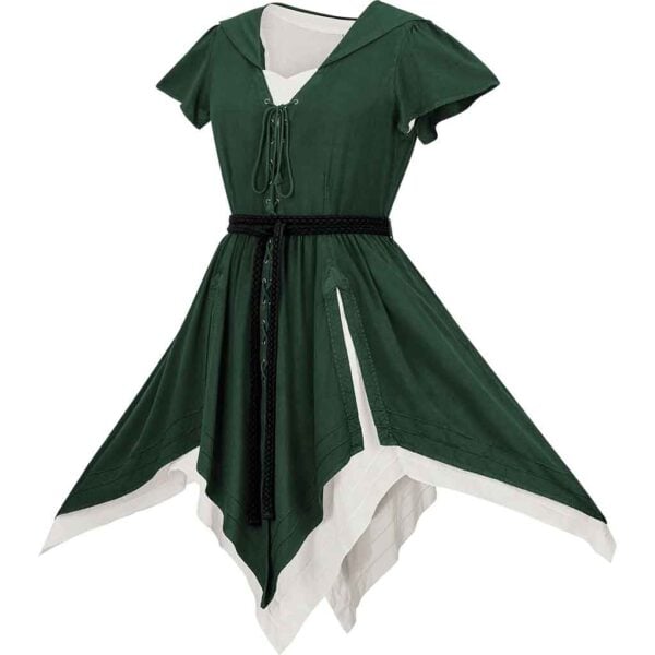 Robyn Short Hooded Medieval Dress - Huntress Green