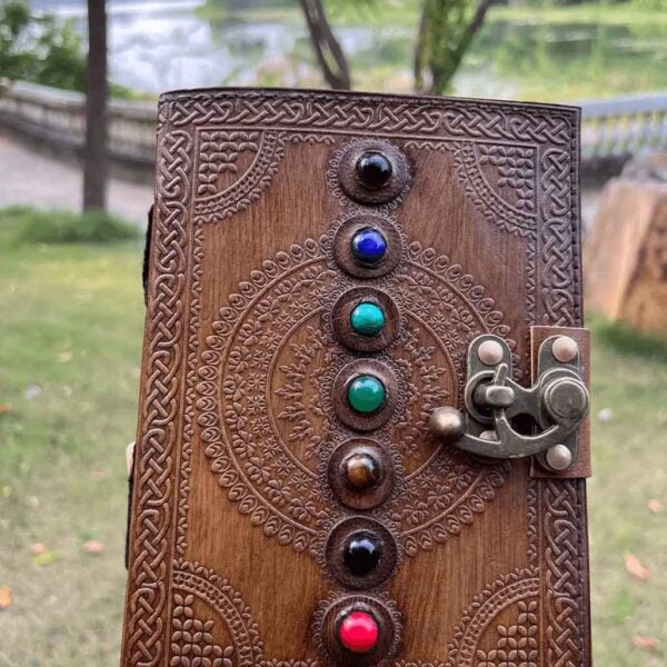 Antiqued Seven Stones Leather Journal