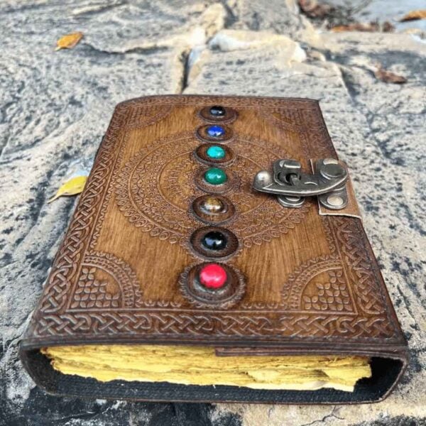 Antiqued Seven Stones Leather Journal