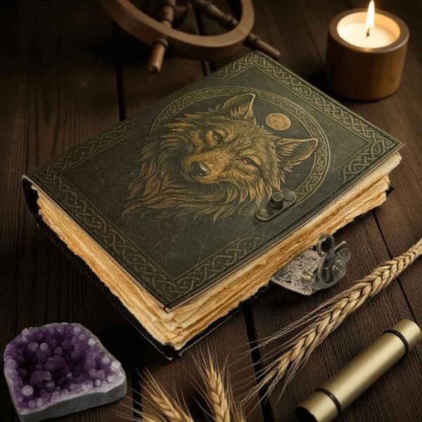 Knotwork Wolf Leather Journal