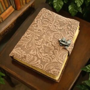Clasped Floral Leather Journal