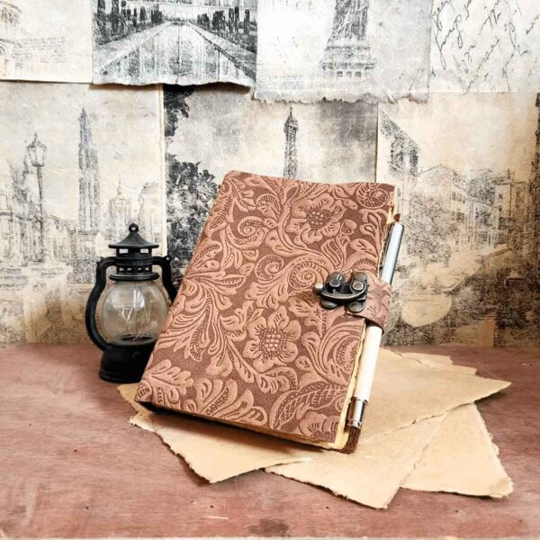 Clasped Floral Leather Journal