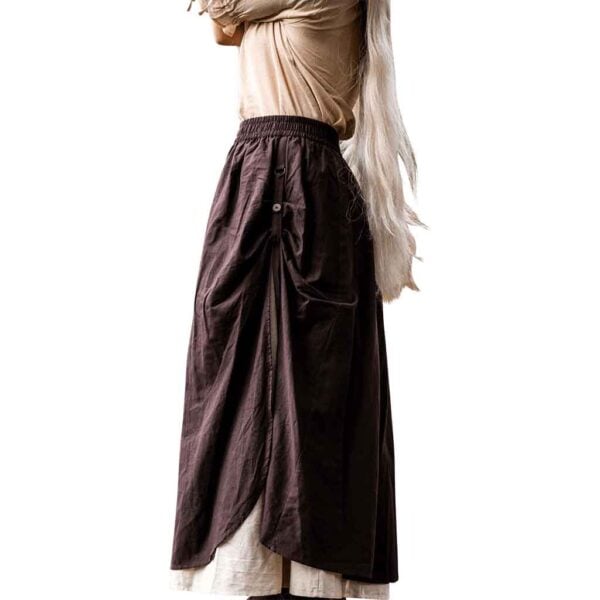Elise Medieval Layered Skirt - Brown/Natural