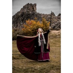 Fjell Faux Fur Trim Viking Cape - Red