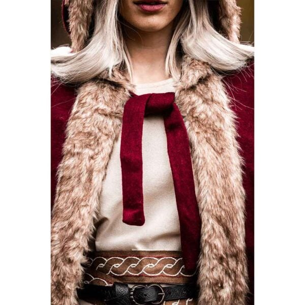 Fjell Faux Fur Trim Viking Cape - Red
