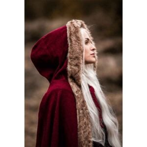 Fjell Faux Fur Trim Viking Cape - Red