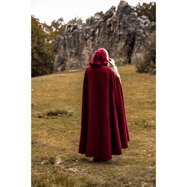 Fjell Faux Fur Trim Viking Cape - Red
