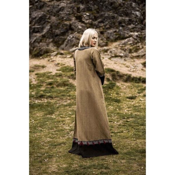 Idun Embroidered Viking Dress - Sand