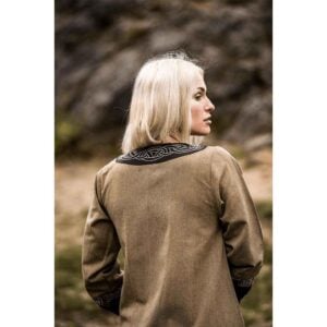 Idun Embroidered Viking Dress - Sand