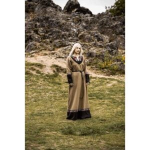 Idun Embroidered Viking Dress - Sand