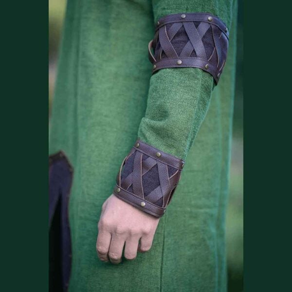 Leif Leather Trim Viking Tunic - Green